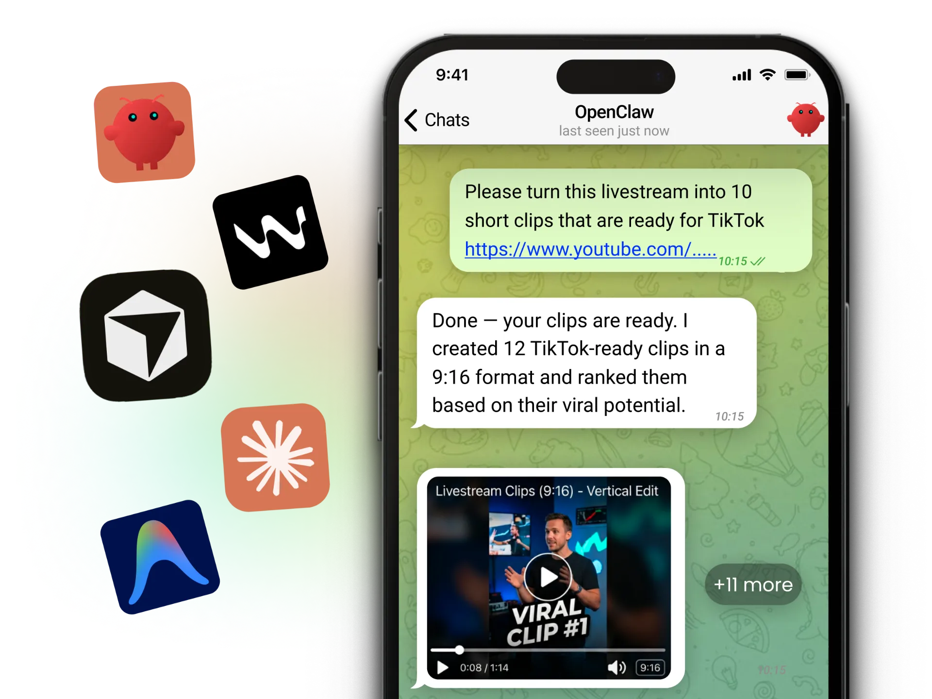 Give your AI agent eyes to see and understand video content. Integrate WayinVideo API with OpenClaw, Claude Code, or any AI agent to search inside videos using natural language, extract key moments, and generate summaries—all through simple API calls. Build custom agent skills to automate video workflows.